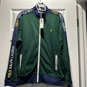 Add some style to your wardrobe with this green Polo Ralph Lauren track jacket.